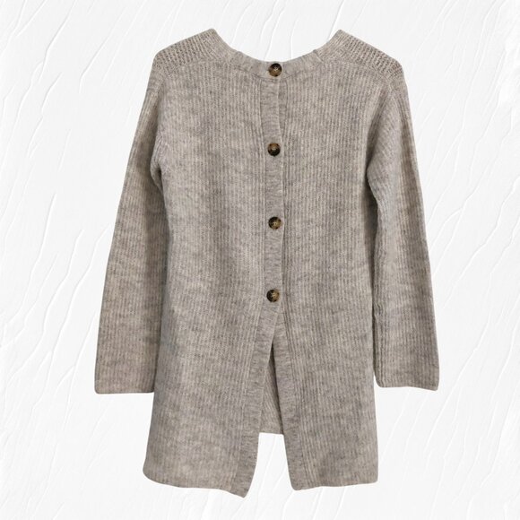 Point Sur Alpaca Blend Sweater XS Gray Button Back V-Neck Like New Relaxed Fit - Picture 3 of 9